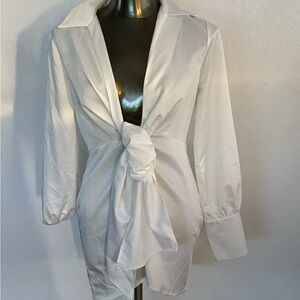 Topshop Elegant White Women's Tie-Front Dress